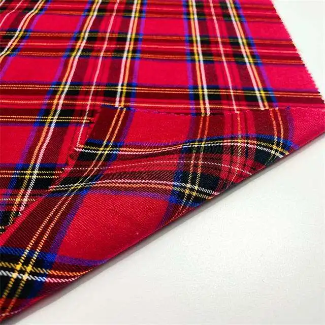 Sunplustex Scottish Plaid Bengaline Polyester Rayon Spandex Tr Yarn Dyed Stretch
