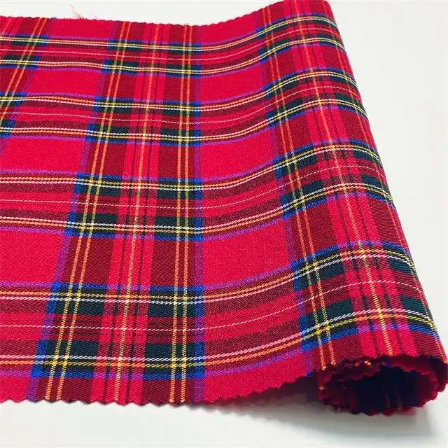Sunplustex Scottish Plaid Bengaline Polyester Rayon Spandex Tr Yarn Dyed Stretch